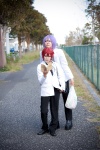akashi_seijuro blazer bookbag cosplay crossplay kuroko_no_basuke mogeta murasakibara_atsushi purple_hair red_hair shirt tie trousers zyonita rating:Safe score:0 user:pixymisa