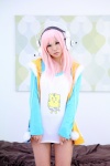 bed cat_hoodie cosplay headphones itsuki_akira nitro_super_sonic pink_hair super_akira super_soniko tank_top rating:Safe score:2 user:nil!