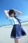 beach cosplay enako enaplus hairbow love_plus ocean pleated_skirt ponytail sailor_uniform school_uniform skirt takane_manaka rating:Safe score:0 user:nil!