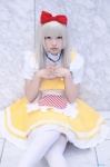 amemiya_kosuzu apron blonde_hair blouse cosplay doraemon dorami hairbow jumper thighhighs white_legwear zettai_ryouiki rating:Safe score:0 user:nil!