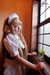 apron blonde_hair blouse chii_(chobits) chobits cosplay hairband jumper maid maid_uniform momoiro_merankori saku rating:Safe score:0 user:nil!