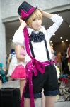 blonde_hair blouse bowtie cosplay crossplay kagamine_len nana ribbon shorts suspenders top_hat vocaloid rating:Safe score:1 user:pixymisa