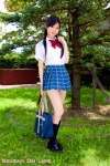 blouse bookbag ikehara_fuyumi kneesocks pleated_skirt school_uniform skirt rating:Safe score:3 user:nil!