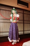 blouse bound cleavage cosplay detached_sleeves green_hair hanamura_misaki kochiya_sanae miko open_clothes rope skirt socks touhou touhou_kinbauchou rating:Safe score:0 user:nil!