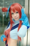 cosplay croptop fuuro_(pokemon) hair_ornament harness kotori pokemon red_hair shorts rating:Safe score:1 user:nil!