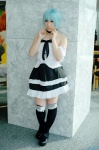 ayanami_rei blue_hair collar corset cosplay miniskirt neon_genesis_evangelion saki skirt thighhighs zettai_ryouiki rating:Safe score:1 user:nil!