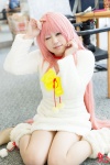 bow collar cosplay dress heterochromia k leggings misaki neko_(k) pink_hair rating:Safe score:1 user:pixymisa