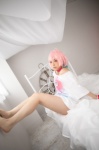 ahoge bed collar cosplay go-toubun_no_hanayome hoshino_mami nakano_itsuki red_hair tshirt rating:Safe score:0 user:nil!