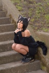 animal_ears black_cat_party boots cat_ears collar cosplay miniskirt non original skirt sweater tail rating:Safe score:1 user:nil!