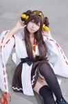 black_legwear cosplay detached_sleeves hairband haruna_(kantai_collection) kantai_collection kimono miko pleated_skirt ruton skirt thighhighs zettai_ryouiki rating:Safe score:0 user:nil!