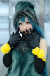 aqua_hair coat cosplay elbow_gloves gloves hat hatsune_miku headset katsuki_raimu sleeveless vocaloid rating:Safe score:0 user:pixymisa