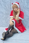 black_legwear blonde_hair dress hood ichinomiya_kanna pantyhose santa_costume shawl rating:Safe score:1 user:pixymisa