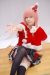 bow cosplay hairbow original pink_hair santa_costume shawl thighhighs tiered_skirt yuu_(ii) zettai_ryouiki rating:Safe score:0 user:pixymisa