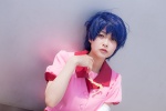 bakemonogatari bandages blouse blue_hair cosplay kanbaru_suruga school_uniform tometo_kamu rating:Safe score:0 user:pixymisa