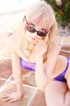 bikini cosplay macross macross_frontier multi-colored_hair pool sachi_budou sheryl_nome sunglasses swimsuit rating:Safe score:0 user:nil!