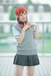 blouse cosplay free! hairbow matsuoka_gou miho pleated_skirt ponytail red_hair school_uniform skirt sweater_vest rating:Safe score:0 user:nil!