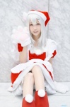 animal_ears apron boots cat_ears cosplay dress paw_gloves santa_costume stocking_cap tagme_character tagme_series white_hair you_(ii) rating:Safe score:0 user:nil!