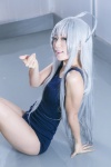 ahoge cosplay haiyore!_nyaruko-san kurasaka_kururu nyaruko school_swimsuit silver_hair swimsuit wet rating:Safe score:3 user:nil!