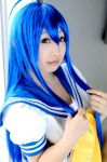 ahoge blue_hair cosplay izumi_konata lucky_star mahiru sailor_uniform school_uniform rating:Safe score:0 user:darkgray