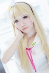 azuki_azusa blonde_hair blouse choco cosplay grey_eyes hairbow hentai_ouji_to_warawanai_neko ribbon_tie rating:Safe score:0 user:pixymisa