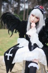 cosplay dress hairband houtou_singi kneehighs rozen_maiden suigintou white_hair wings rating:Safe score:2 user:nil!