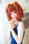 cosplay hair_ribbons idolmaster momota_kinako red_hair swimsuit takatsuki_yayoi twintails rating:Safe score:0 user:pixymisa