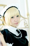 apron blonde_hair cosplay hayase_ami headband maid maid_uniform original rating:Safe score:1 user:pixymisa