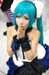 aqua_hair choker corset cosplay hatsune_miku headset hizuki_yuuki miniskirt project_diva_extend skirt twintails vocaloid rating:Safe score:1 user:nil!