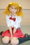 anjou_naruko ano_hi_mita_hana_no_namae_wo_bokutachi_wa_mada_shiranai blouse cosplay hairbows kneesocks orange_hair pleated_skirt ramu school_uniform skirt twintails rating:Safe score:0 user:nil!