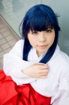 blue_hair cosplay furude_rika higurashi_no_naku_koro_ni katou_mari miko rating:Safe score:1 user:pixymisa