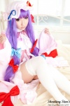 bed cosplay dress hat patchouli_knowledge purple_hair robe saku sweet_garden thighhighs touhou zettai_ryouiki rating:Safe score:4 user:nil!