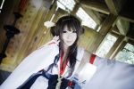 cleavage cosplay detached_sleeves hairband kantai_collection kimono kongou_(kantai_collection) pleated_skirt saku skirt rating:Safe score:0 user:nil!