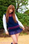 blouse costume haruna_megumi kneesocks pleated_skirt school_uniform skirt skirt_lift sweater_vest rating:Safe score:0 user:nil!