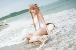 animal_ears beach cosplay horo ocean one-piece_swimsuit orange_hair rococo spice_and_wolf swimsuit tail wet whistle_around_the_world wolf_ears rating:Safe score:2 user:nil!