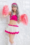 cheerleader_uniform cosplay croptop hairband idolmaster kneehighs miniskirt pink_eyes pleated_skirt pom_poms princess_curls shaa shijou_takane silver_hair skirt rating:Safe score:0 user:pixymisa