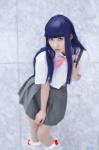 blouse blue_hair cosplay furude_rika higurashi_no_naku_koro_ni kneesocks nayu pantyhose pleated_skirt school_uniform sheer_legwear skirt suspenders rating:Safe score:0 user:nil!