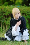 blonde_hair cosplay dress fate/series fate/stay_night hairbow hazuki_minami saber thighhighs zettai_ryouiki rating:Safe score:0 user:nil!