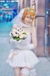 ame boots cosplay dress elbow_gloves garter gloves hoshizora_rin love_live!_school_idol_project orange_hair tiara veil rating:Safe score:0 user:nil!