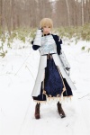 armor blonde_hair blouse boots braid cosplay fate/series fate/stay_night gauntlets kamui_arisa red_moon saber skirt rating:Safe score:0 user:nil!