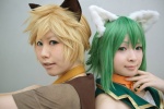 animal_ears blonde_hair cat_ears choker cosplay crossplay dress green_hair gumi hatomune kagamine_len kanan_kaori tie tshirt vest vocaloid rating:Safe score:0 user:nil!