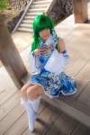 cosplay detached_sleeves green_hair kochiya_sanae lenfried miniskirt skirt socks touhou rating:Safe score:2 user:nil!