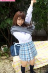 blouse bookbag kneesocks manami_sato pleated_skirt school_uniform shirt_lift skirt sweater_vest rating:Safe score:0 user:nil!