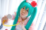 aqua_hair cosplay hatsune_miku nurse nurse_cap nurse_uniform sannomiya stethoscope twintails vocaloid rating:Safe score:0 user:pixymisa
