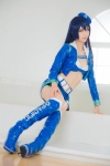 bikini_top blue_hair boots cosplay cropped_jacket hat love_live!_school_idol_project mike miniskirt school_idol_~krasivie~ skirt sonada_umi swimsuit rating:Safe score:0 user:nil!