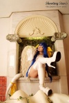 blue_hair boots choker cosplay dizzy guilty_gear hairbows hitori_gokko monokini one-piece_swimsuit saku swimsuit tail thighhighs wings rating:Safe score:1 user:nil!