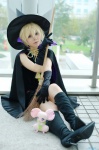 blonde_hair boots broom cape cosplay dress gloves hachimaru sugar_sugar_rune vanilla_mieux witch_hat rating:Safe score:0 user:nil!