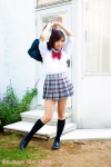 blouse bookbag kneesocks kuroda_mayuka pleated_skirt school_uniform skirt rating:Safe score:0 user:nil!