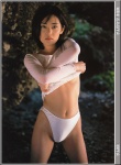 bikini_bottom mamiya_hiro midriff shirt_lift swimsuit tshirt watermark rating:Safe score:1 user:StarlitVoyager