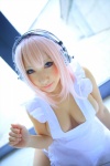 cleavage cosplay headphones nearly_naked_apron nitro_super_sonic pink_hair saku super_soniko rating:Safe score:0 user:nil!