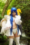 blue_hair choker cleavage cosplay dizzy guilty_gear hairbows hitori_gokko monokini one-piece_swimsuit saku swimsuit tail thighhighs underboob wings rating:Safe score:1 user:nil!
